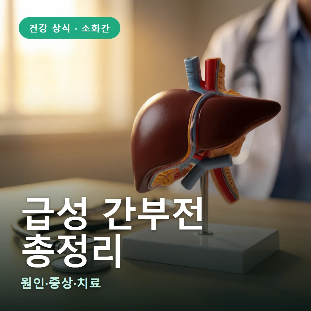 급성 간부전 요약 표지 — 원인·증상·치료