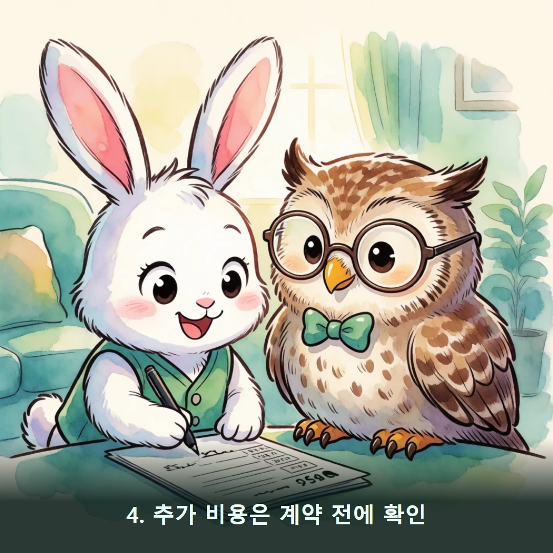 웹툰 4컷 — 4. 추가 비용은 계약 전에 확인