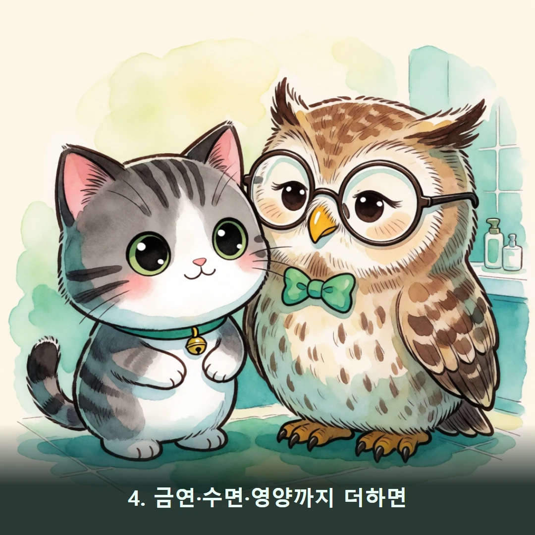 웹툰 4컷 — 4. 금연·수면·영양까지 더하면