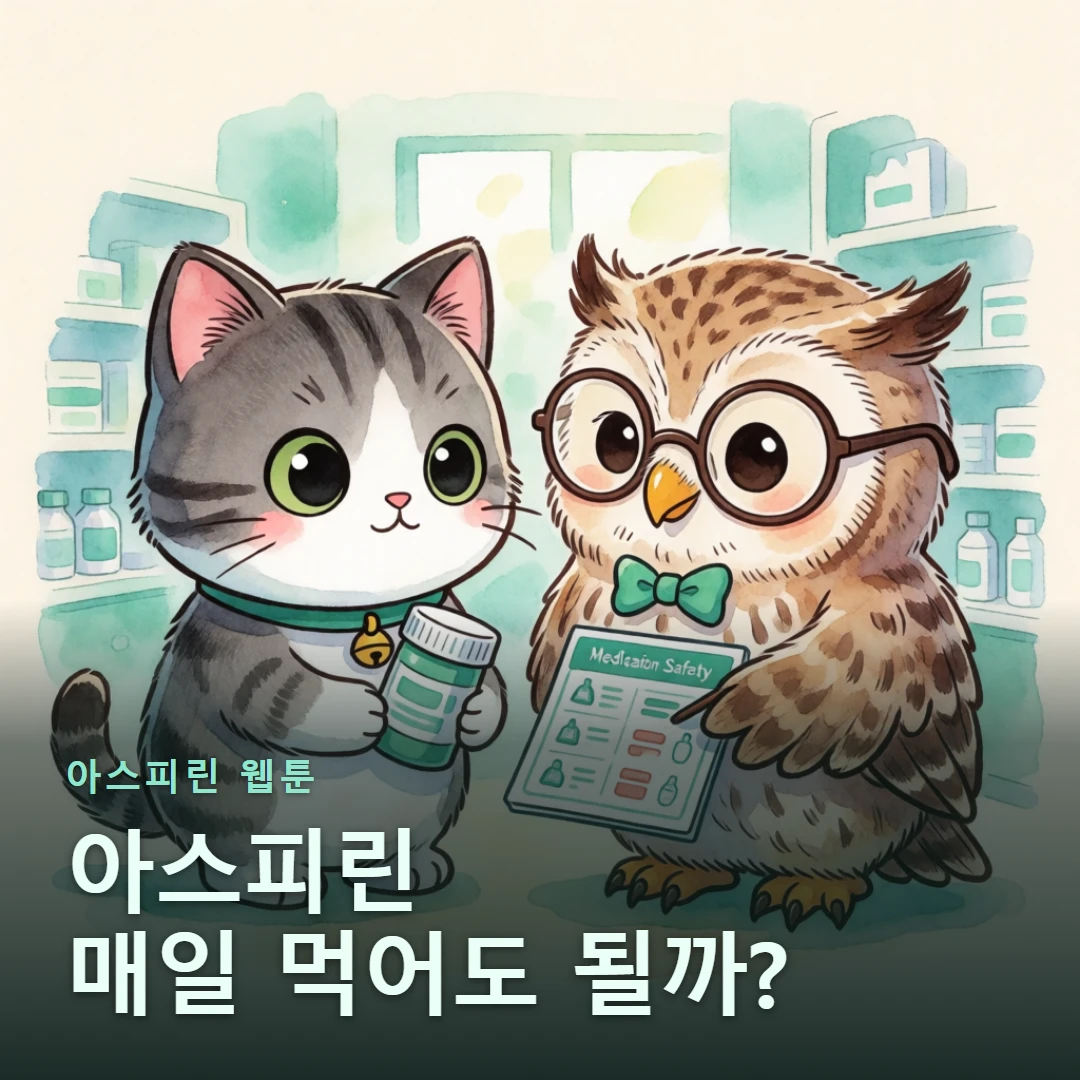 아스피린 웹툰 표지 — 아스피린 매일 먹어도 될까?