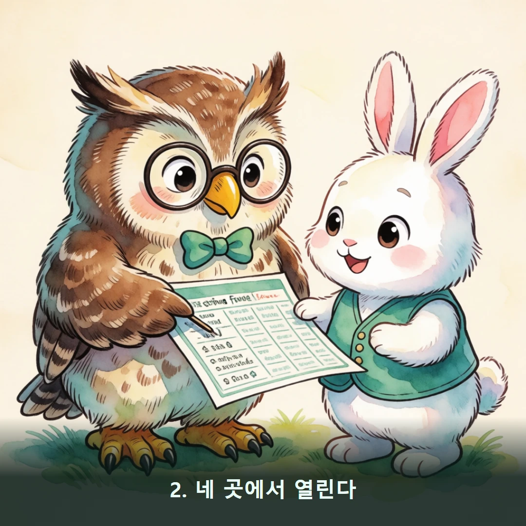 웹툰 2컷 — 2. 네 곳에서 열린다