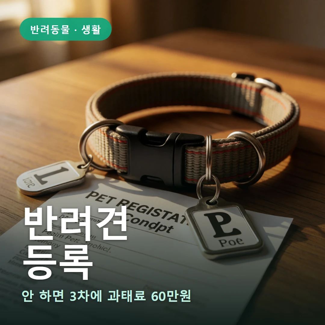 반려견 등록 요약 표지 — 안 하면 3차에 과태료 60만원