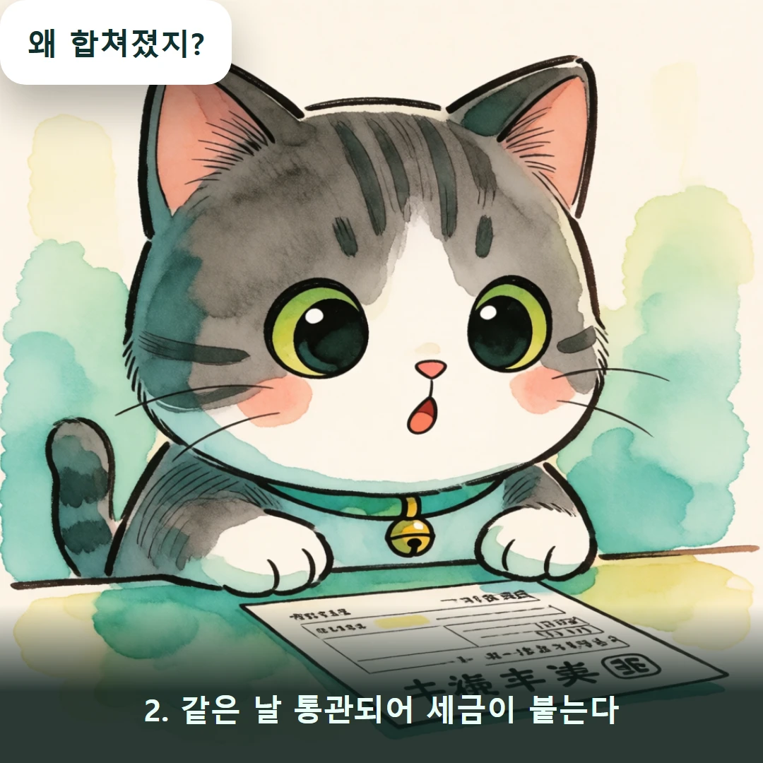 웹툰 2컷 — 2. 같은 날 통관되어 세금이 붙는다 (왜 합쳐졌지?)