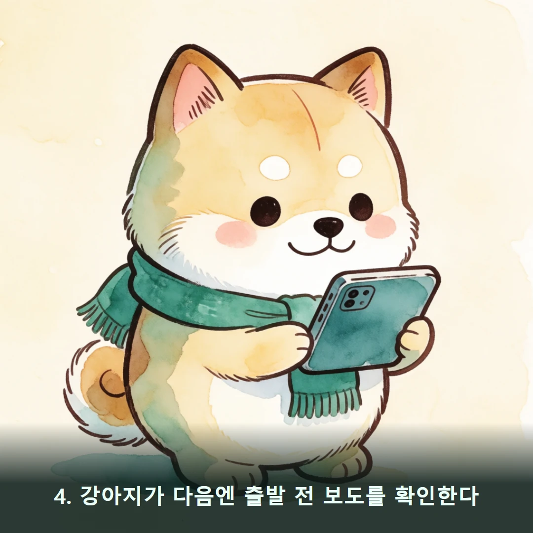 웹툰 4컷 — 4. 강아지가 다음엔 출발 전 보도를 확인한다
