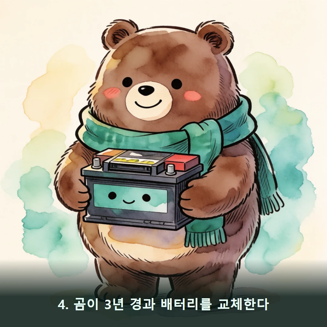 웹툰 4컷 — 4. 곰이 3년 경과 배터리를 교체한다
