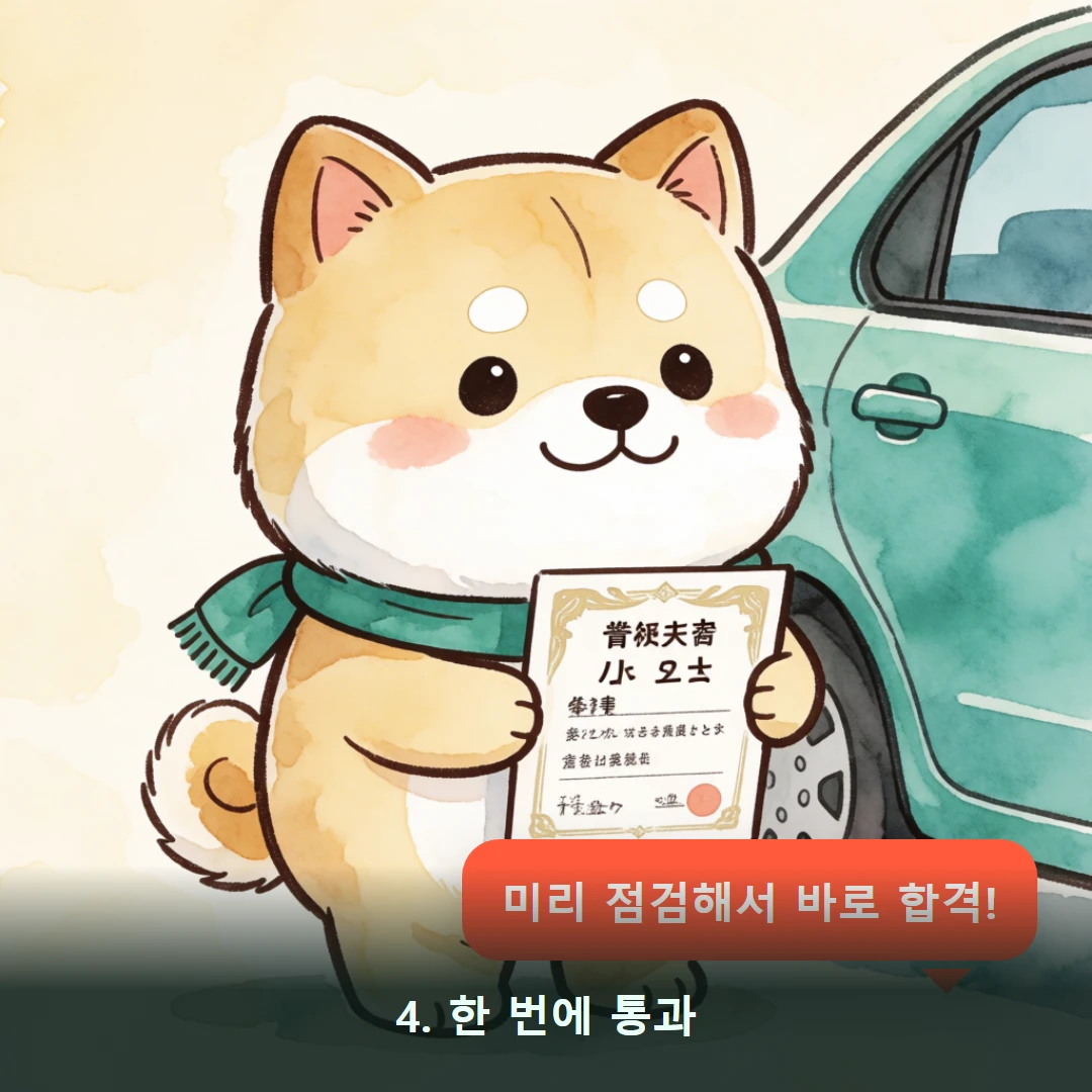 웹툰 4컷 — 4. 한 번에 통과 (미리 점검해서 바로 합격!)