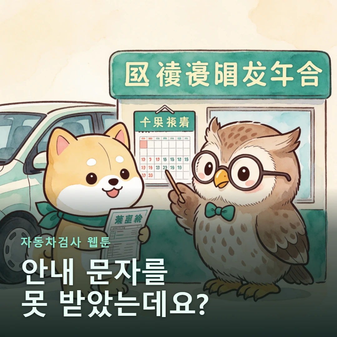 자동차검사 웹툰 표지 — 안내 문자를 못 받았는데요?