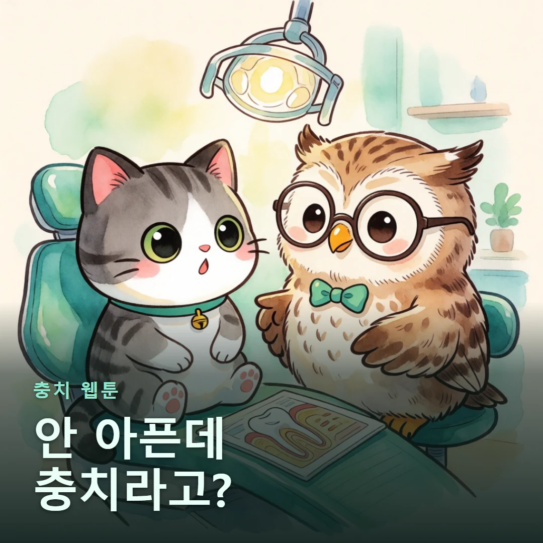 충치 웹툰 표지 — 안 아픈데 충치라고?