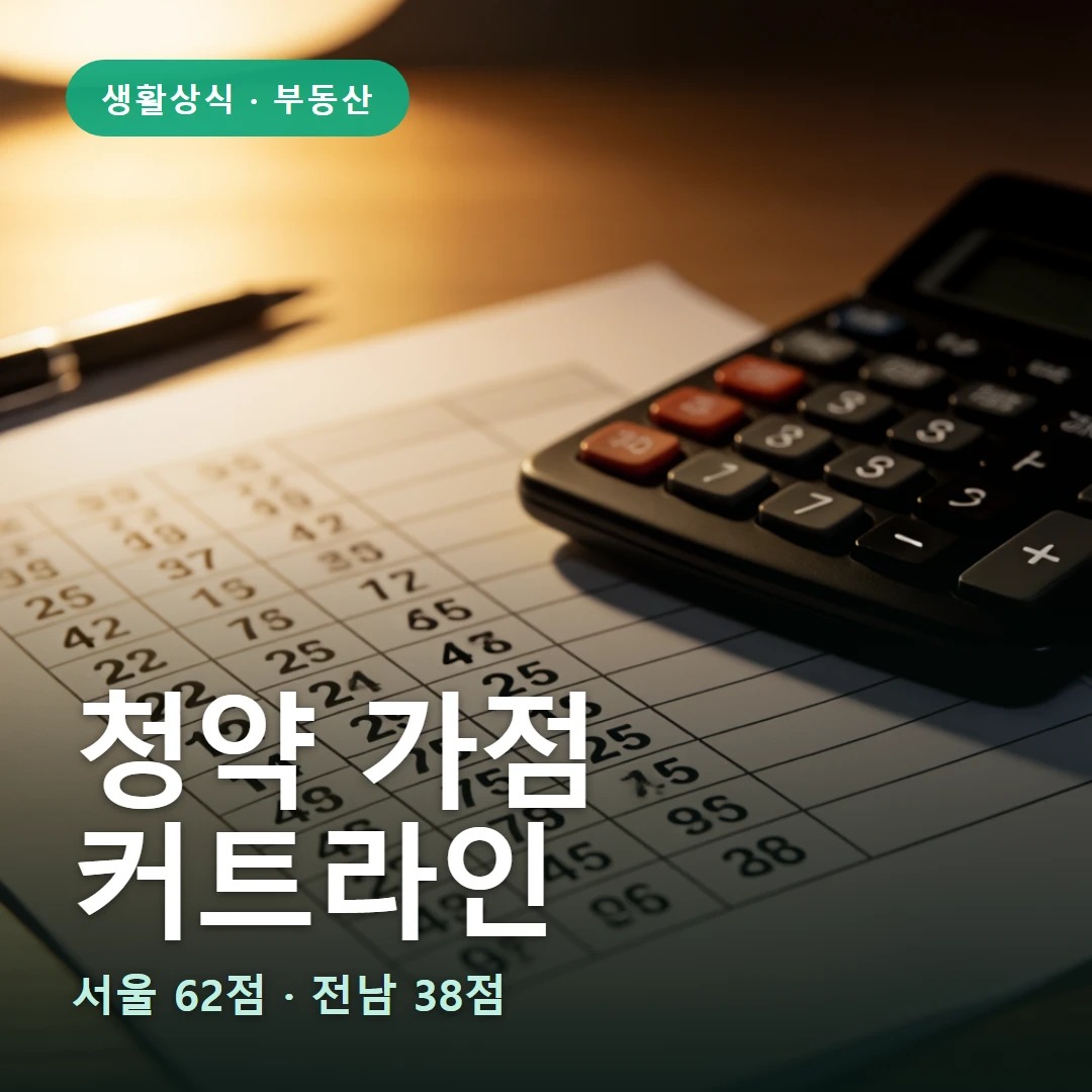 청약 가점 요약 표지 — 서울 62점 · 전남 38점