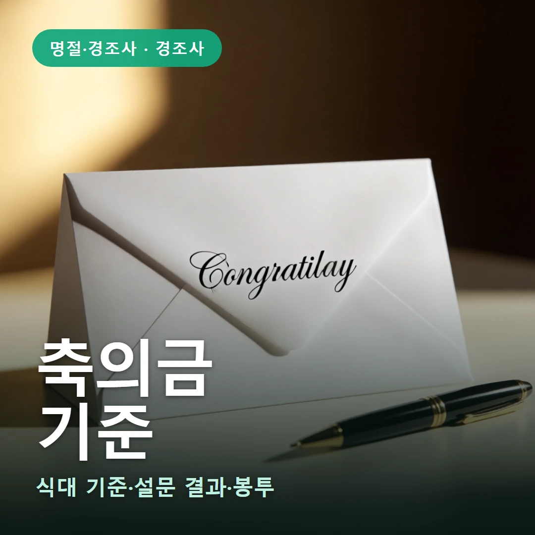 축의금 요약 표지 — 식대 기준·설문 결과·봉투