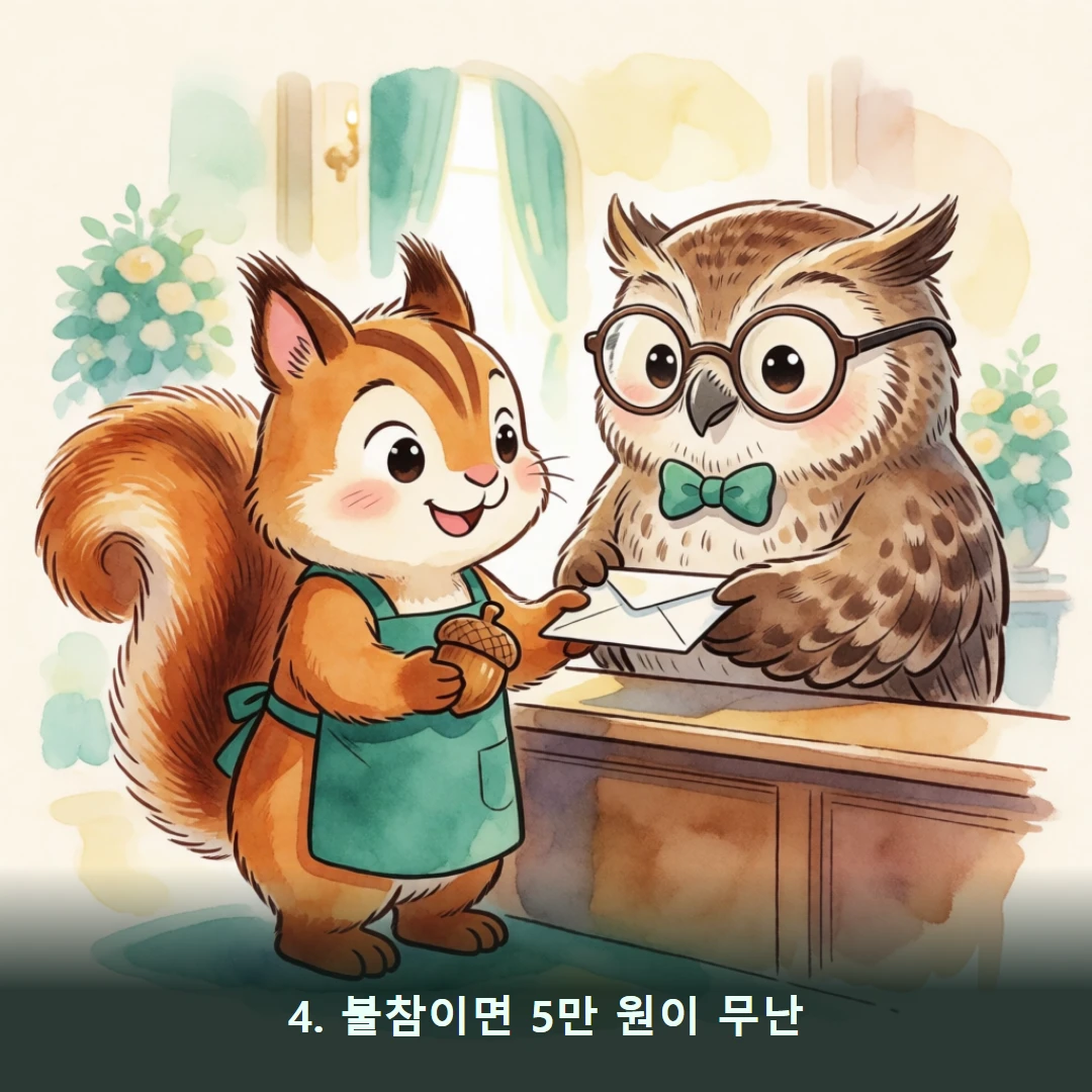 웹툰 4컷 — 4. 불참이면 5만 원이 무난