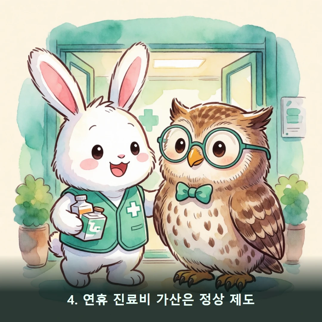 웹툰 4컷 — 4. 연휴 진료비 가산은 정상 제도