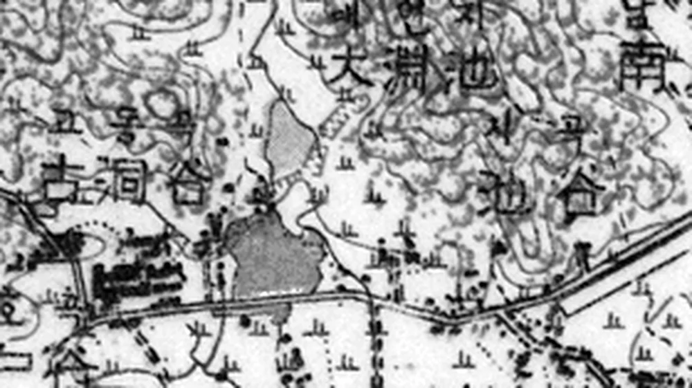 1956년 지형도에 大淵池·池谷·古洞谷이 한자와 한글로 표기된 부분