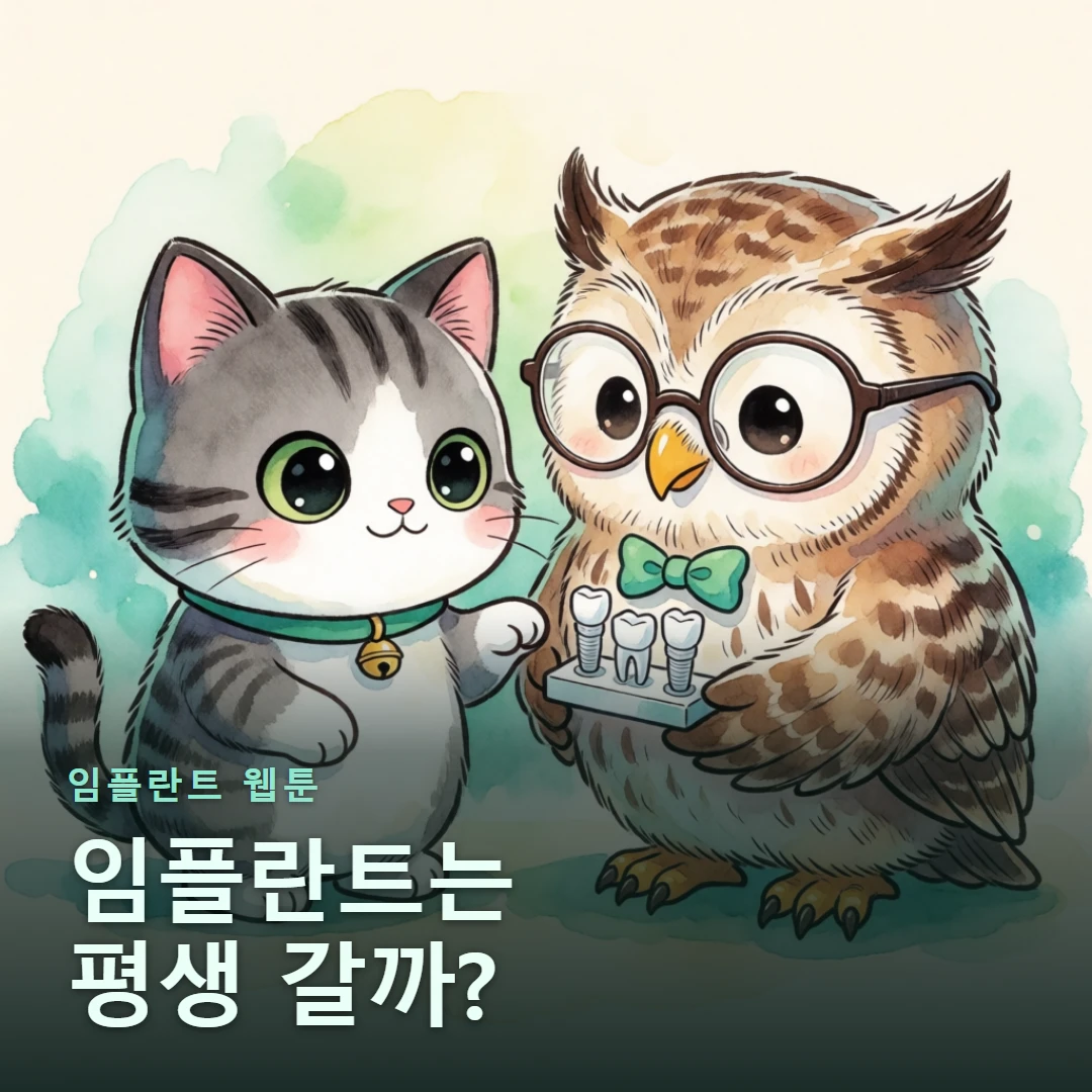 임플란트 웹툰 표지 — 임플란트는 평생 갈까?