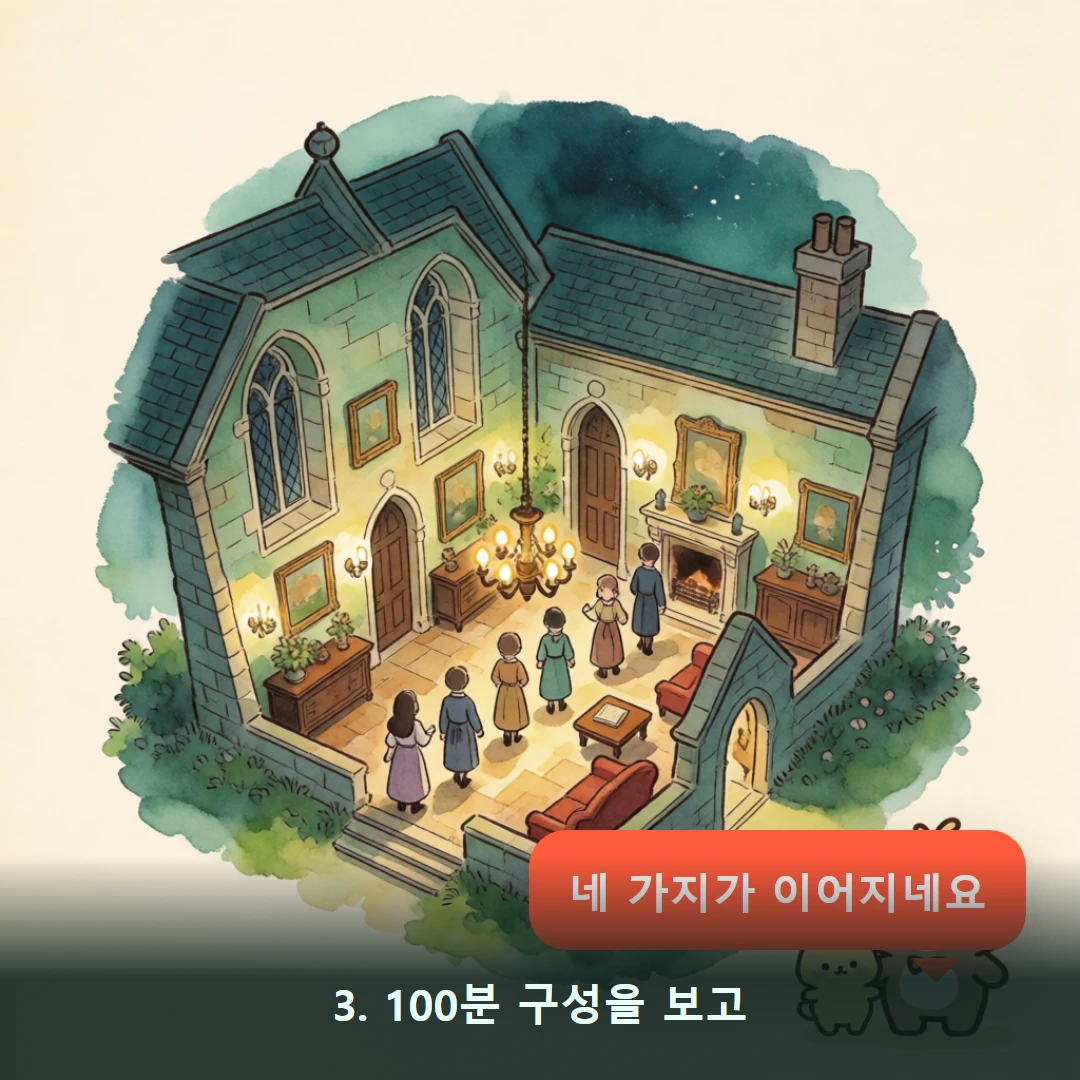 웹툰 3컷 — 3. 100분 구성을 보고 (네 가지가 이어지네요)