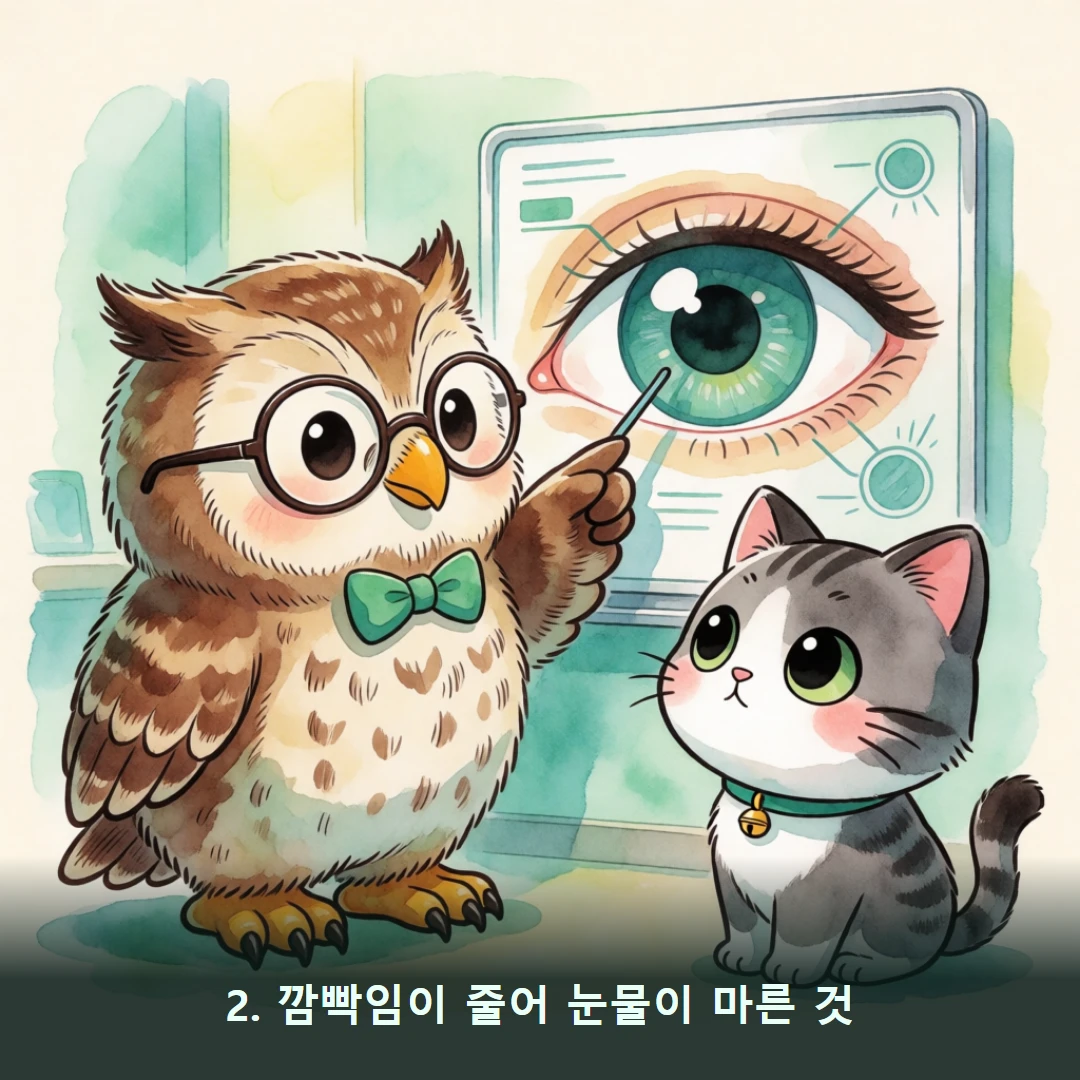 웹툰 2컷 — 2. 깜빡임이 줄어 눈물이 마른 것