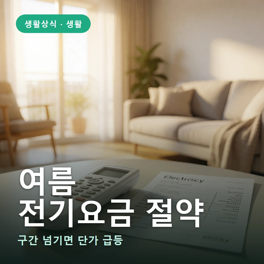 여름 전기요금 절약 요약 표지 — 구간 넘기면 단가 급등
