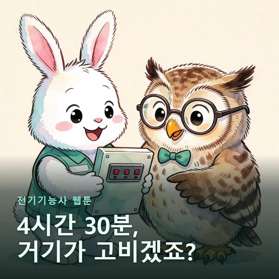 전기기능사 웹툰 표지 — 4시간 30분, 거기가 고비겠죠?