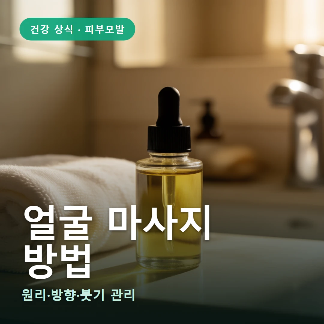 얼굴 마사지 요약 표지 — 원리·방향·붓기 관리