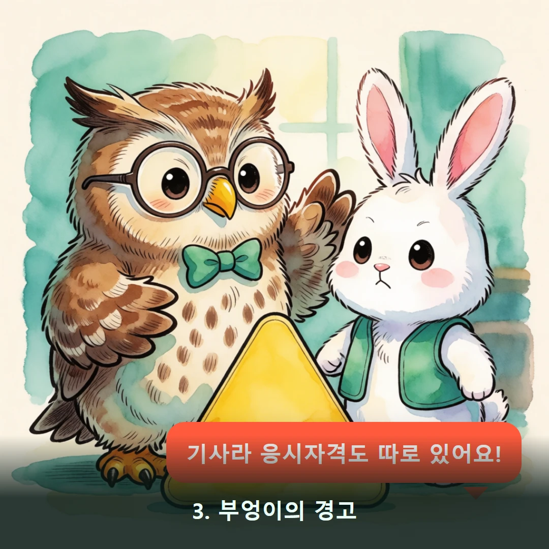 웹툰 3컷 — 3. 부엉이의 경고 (기사라 응시자격도 따로 있어요!)
