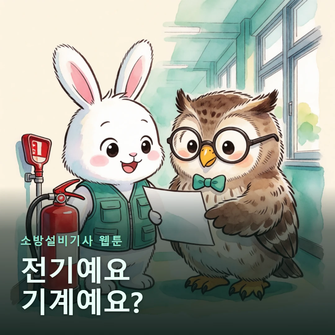 소방설비기사 웹툰 표지 — 전기예요 기계예요?