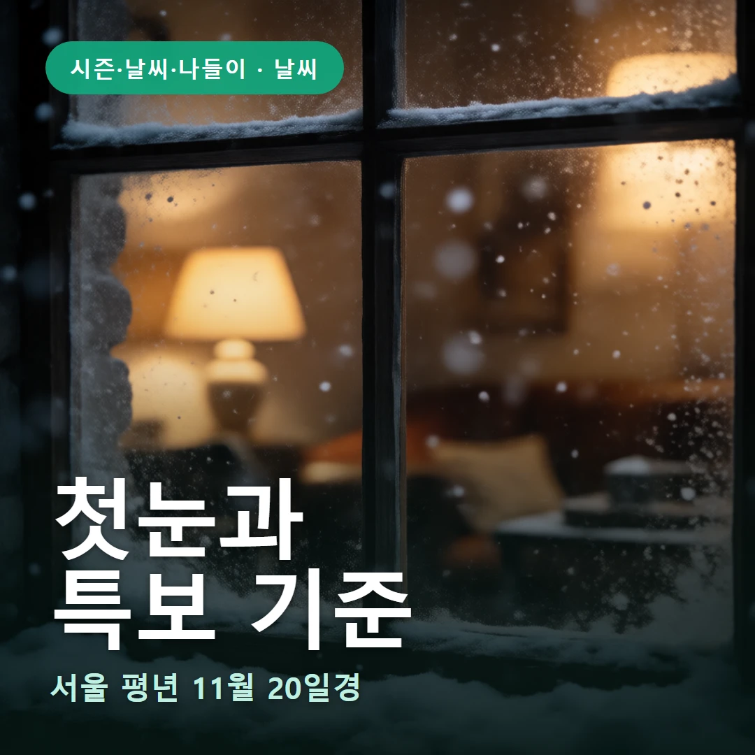 첫눈과 요약 표지 — 서울 평년 11월 20일경