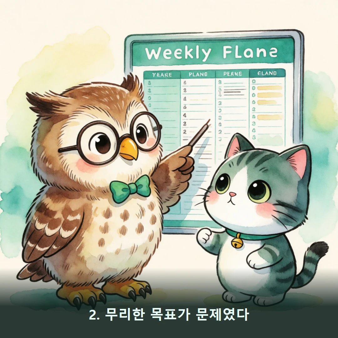 웹툰 2컷 — 2. 무리한 목표가 문제였다