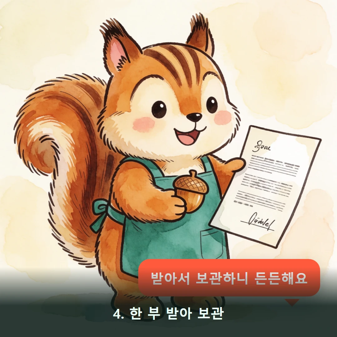 웹툰 4컷 — 4. 한 부 받아 보관 (받아서 보관하니 든든해요)