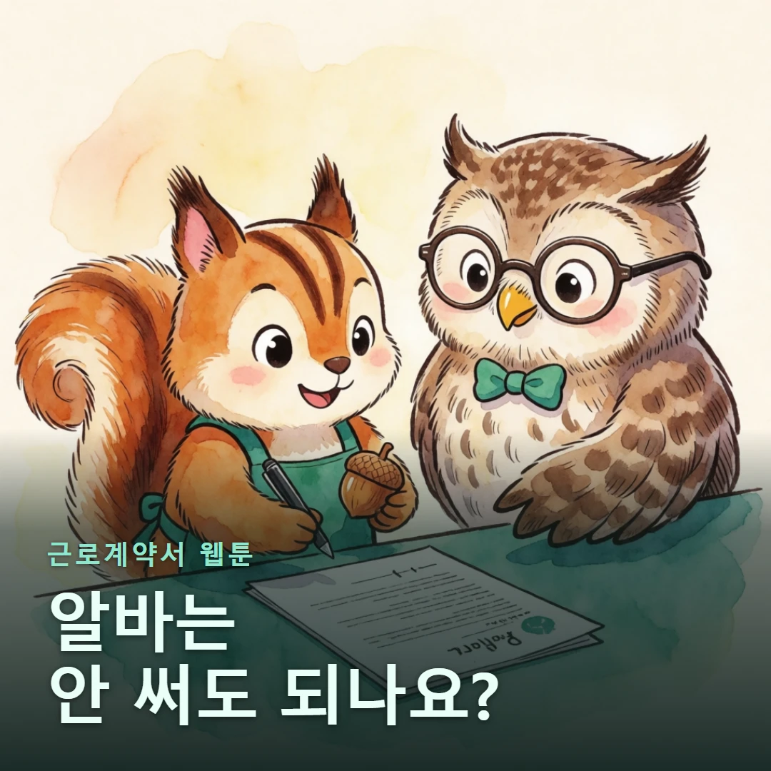 근로계약서 웹툰 표지 — 알바는 안 써도 되나요?