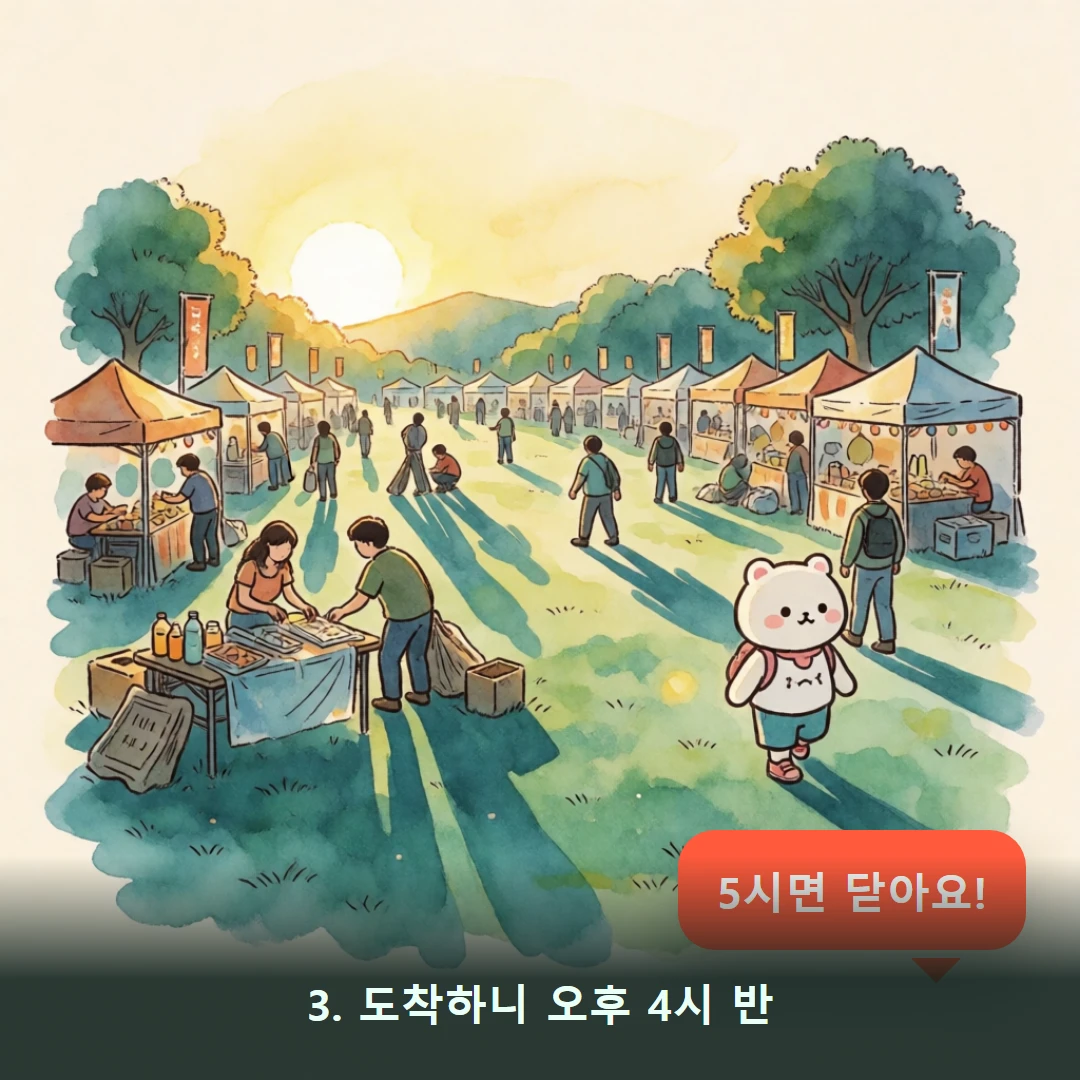 웹툰 3컷 — 3. 도착하니 오후 4시 반 (5시면 닫아요!)