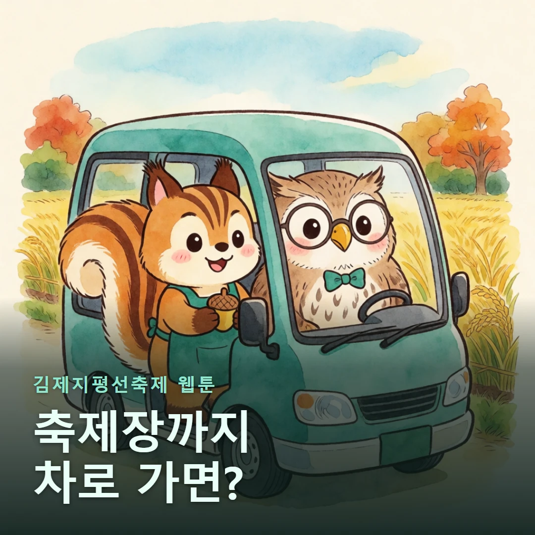 김제지평선축제 웹툰 표지 — 축제장까지 차로 가면?