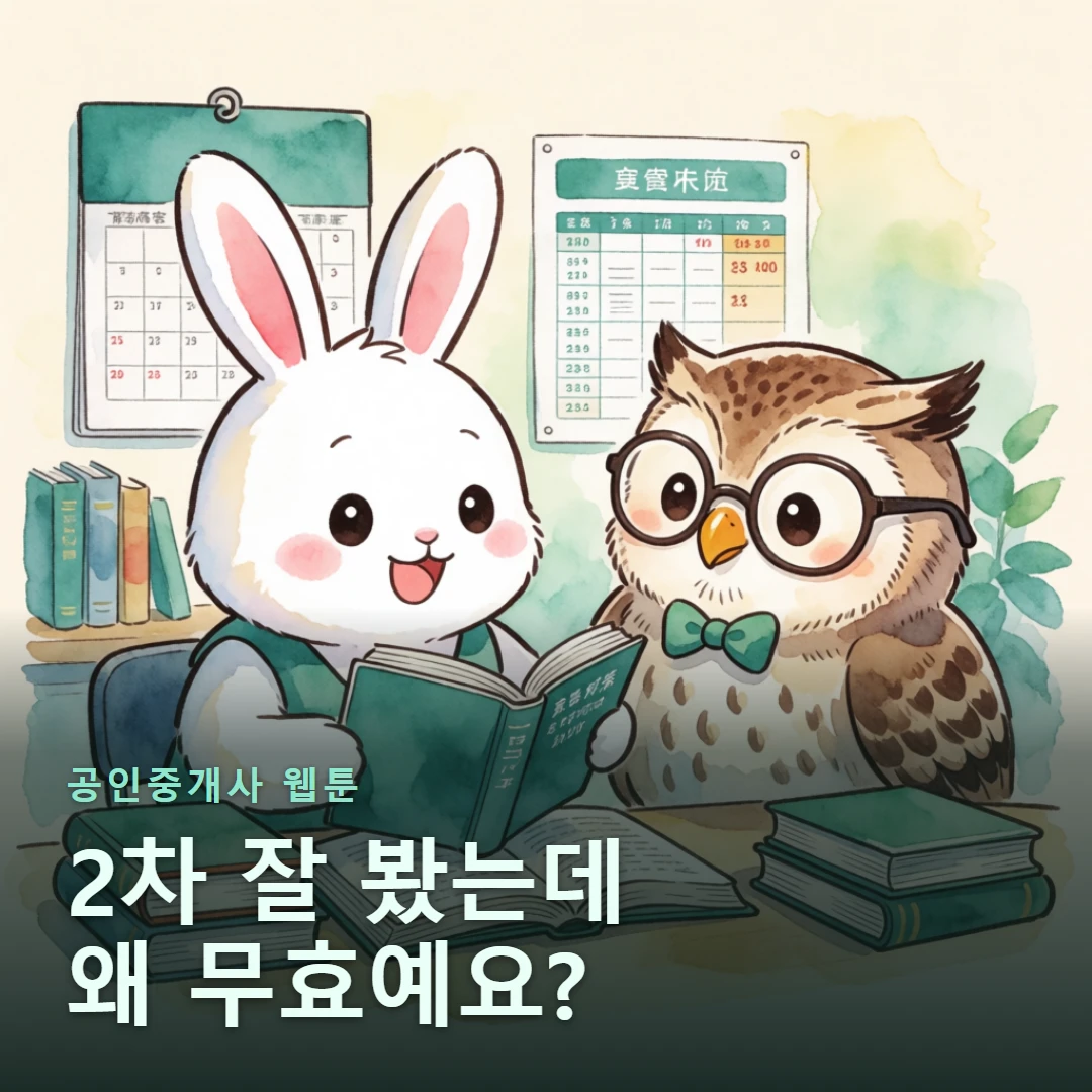 공인중개사 웹툰 표지 — 2차 잘 봤는데 왜 무효예요?