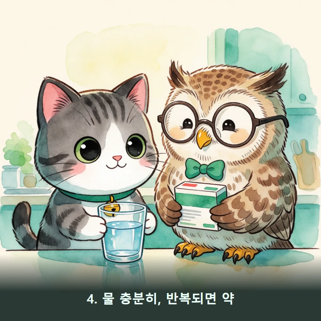 웹툰 4컷 — 4. 물 충분히, 반복되면 약