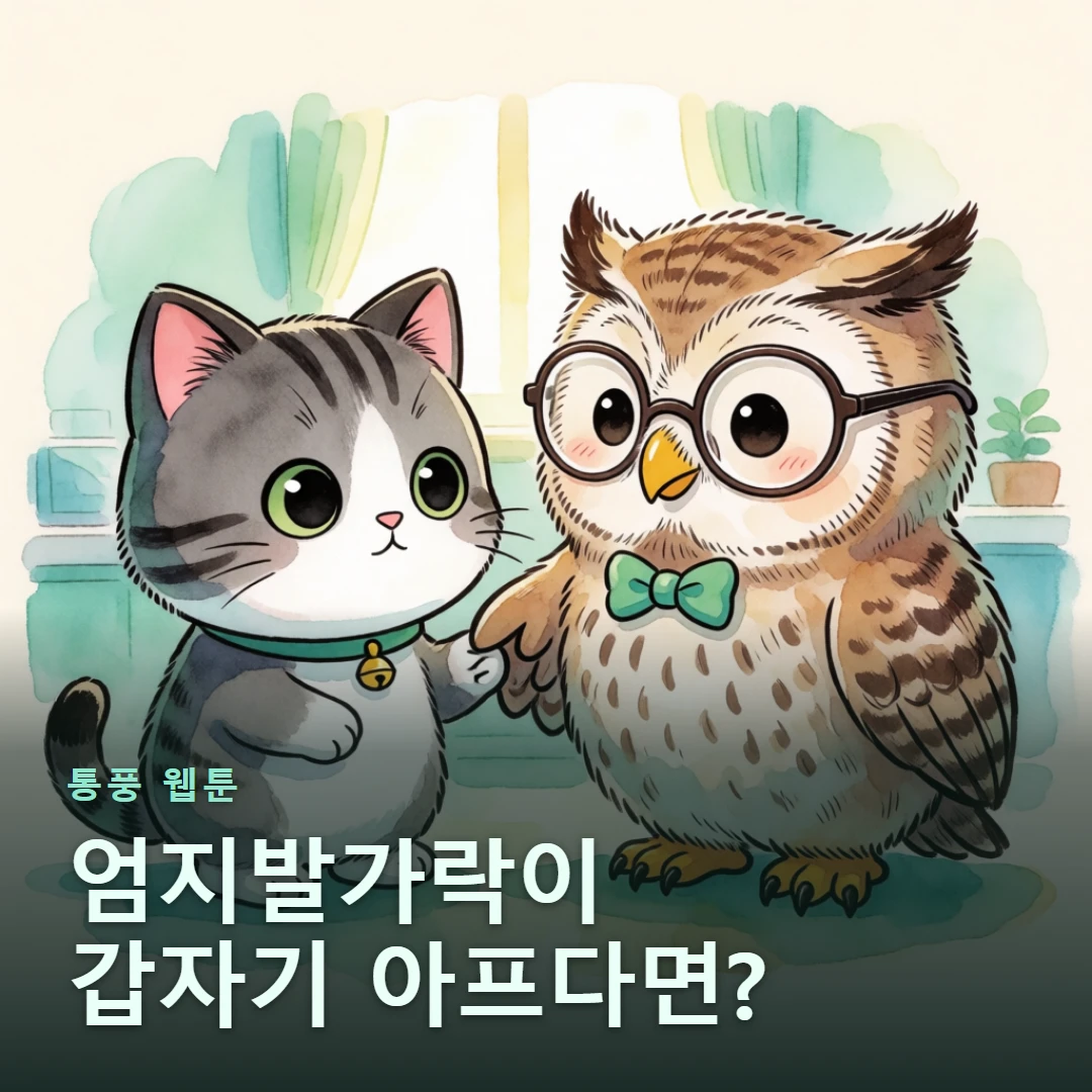 통풍 웹툰 표지 — 엄지발가락이 갑자기 아프다면?