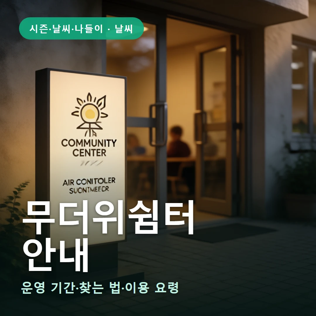 무더위쉼터 요약 표지 — 운영 기간·찾는 법·이용 요령