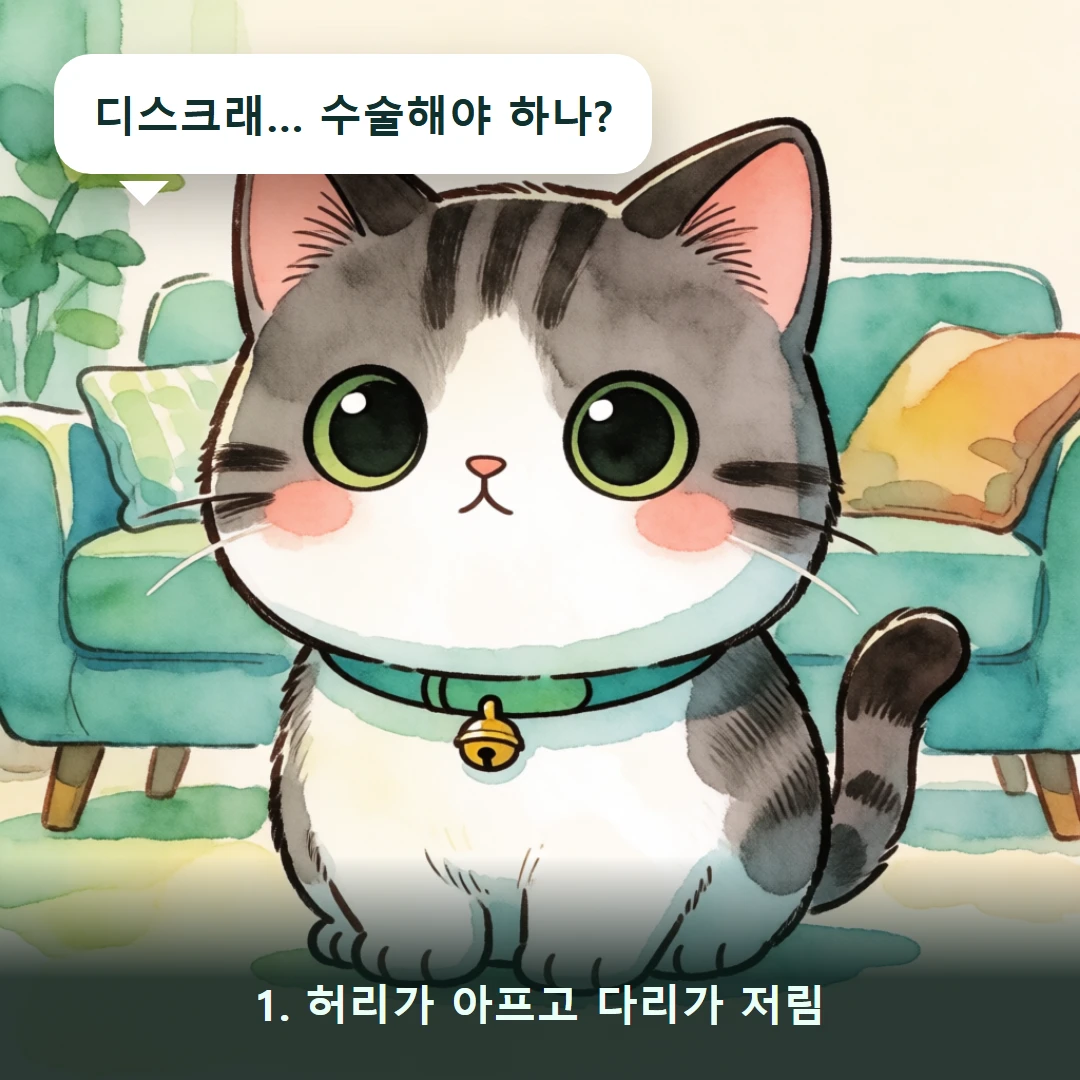 웹툰 1컷 — 1. 허리가 아프고 다리가 저림 (디스크래… 수술해야 하나?)