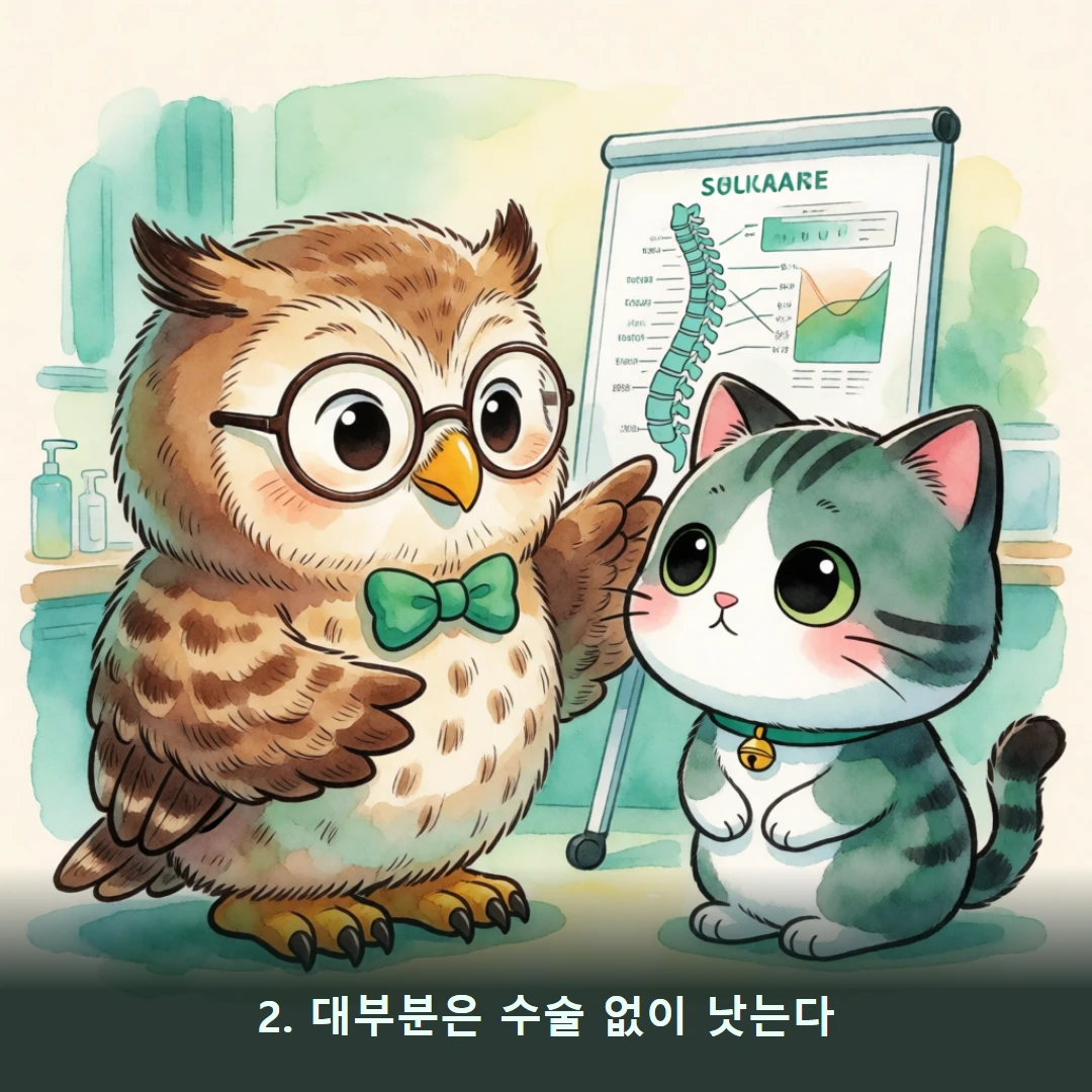 웹툰 2컷 — 2. 대부분은 수술 없이 낫는다