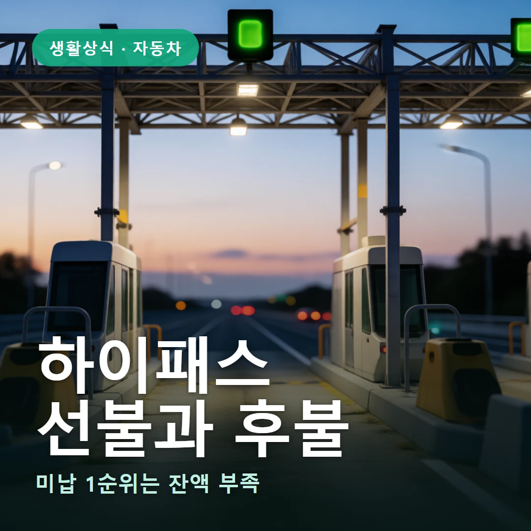 하이패스 카드 요약 표지 — 미납 1순위는 잔액 부족