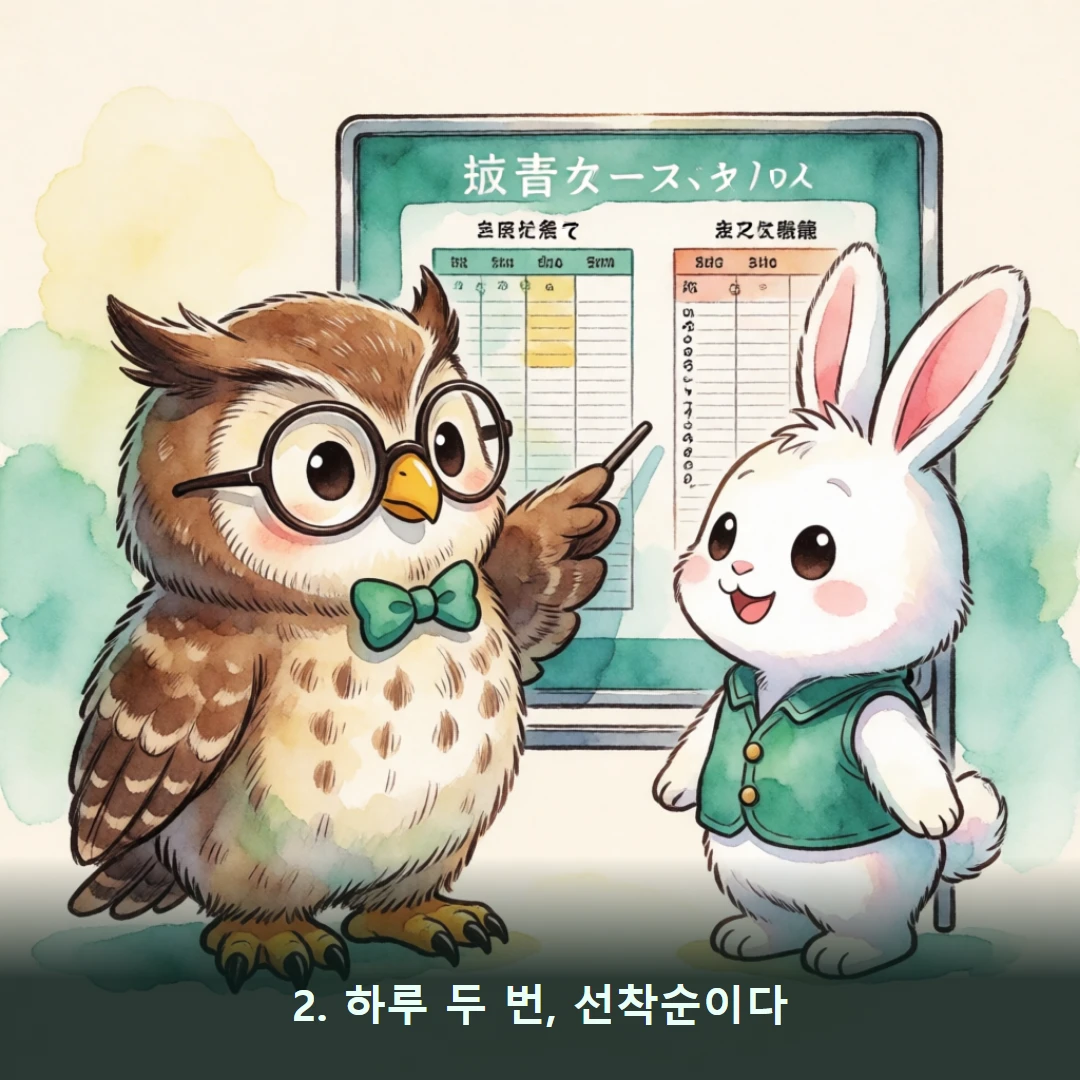 웹툰 2컷 — 2. 하루 두 번, 선착순이다