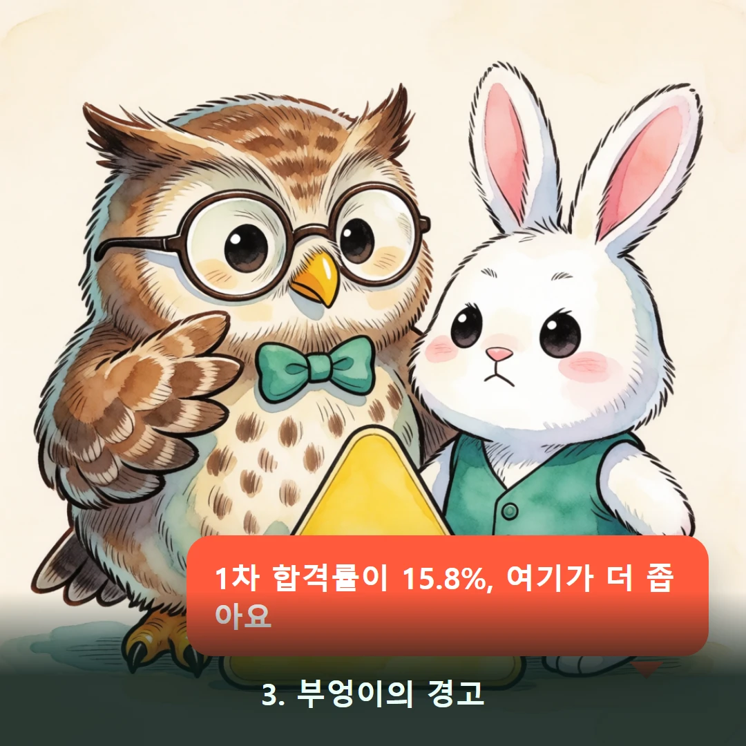 웹툰 3컷 — 3. 부엉이의 경고 (1차 합격률이 15.8%, 여기가 더 좁아요)