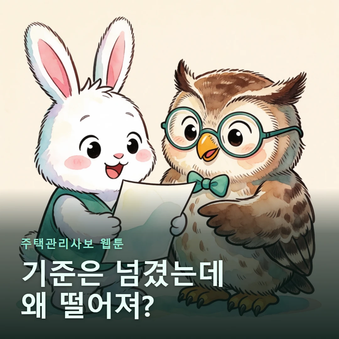 주택관리사보 웹툰 표지 — 기준은 넘겼는데 왜 떨어져?
