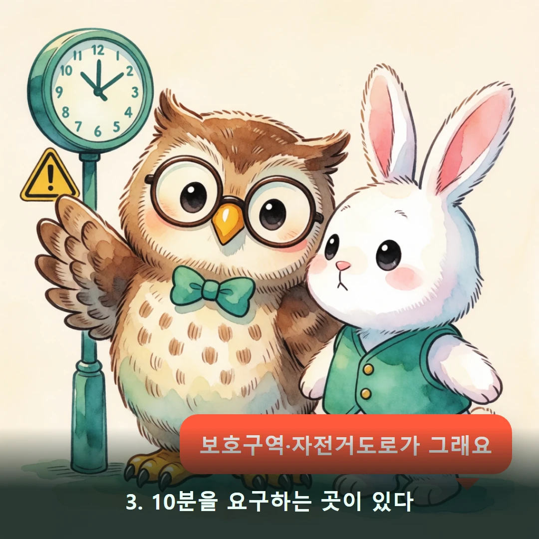 웹툰 3컷 — 3. 10분을 요구하는 곳이 있다 (보호구역·자전거도로가 그래요)