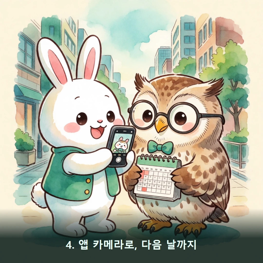 웹툰 4컷 — 4. 앱 카메라로, 다음 날까지