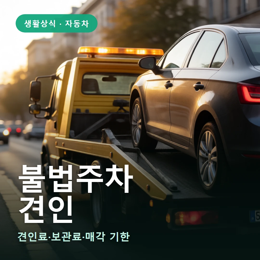 불법주차 요약 표지 — 견인료·보관료·매각 기한