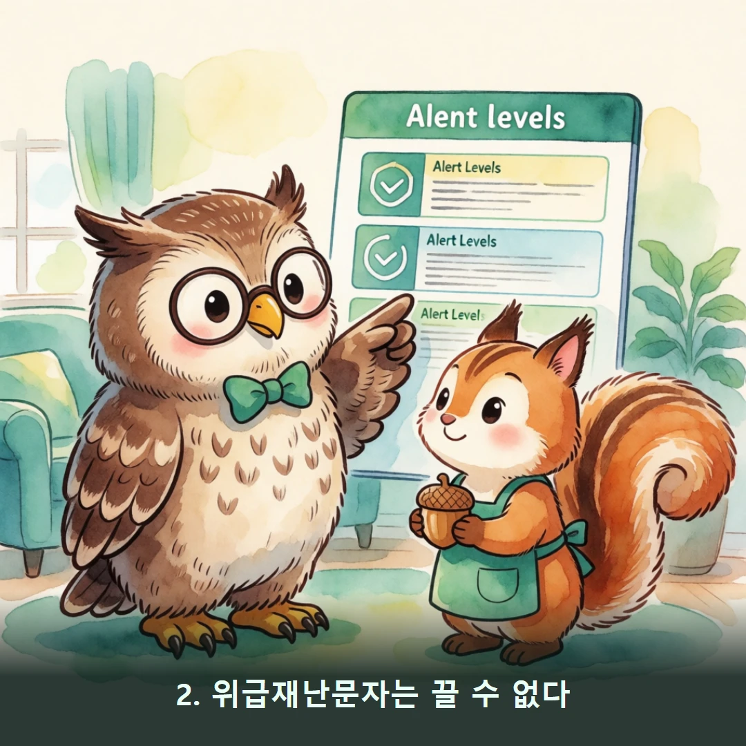 웹툰 2컷 — 2. 위급재난문자는 끌 수 없다