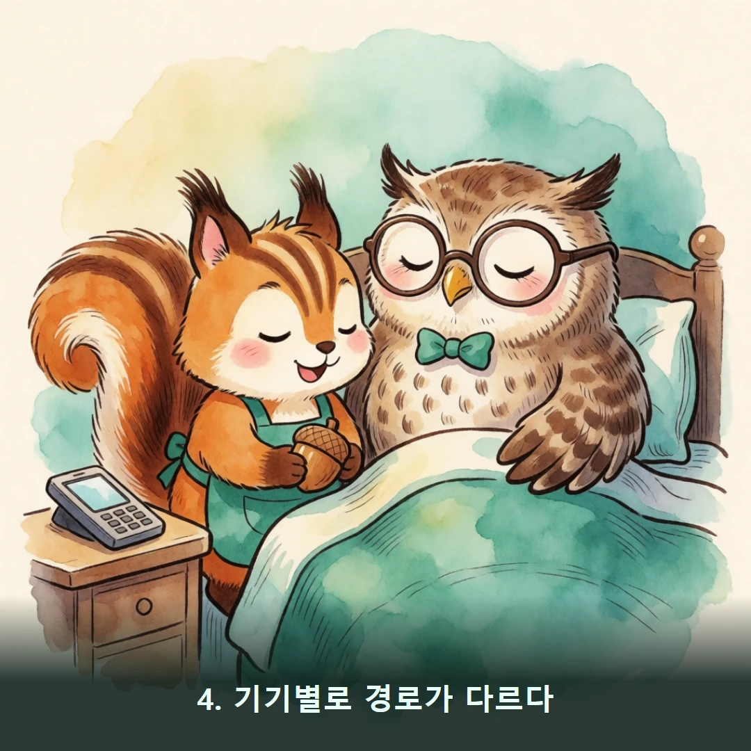 웹툰 4컷 — 4. 기기별로 경로가 다르다