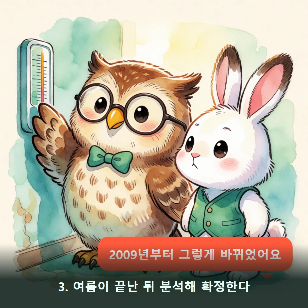 웹툰 3컷 — 3. 여름이 끝난 뒤 분석해 확정한다 (2009년부터 그렇게 바뀌었어요)