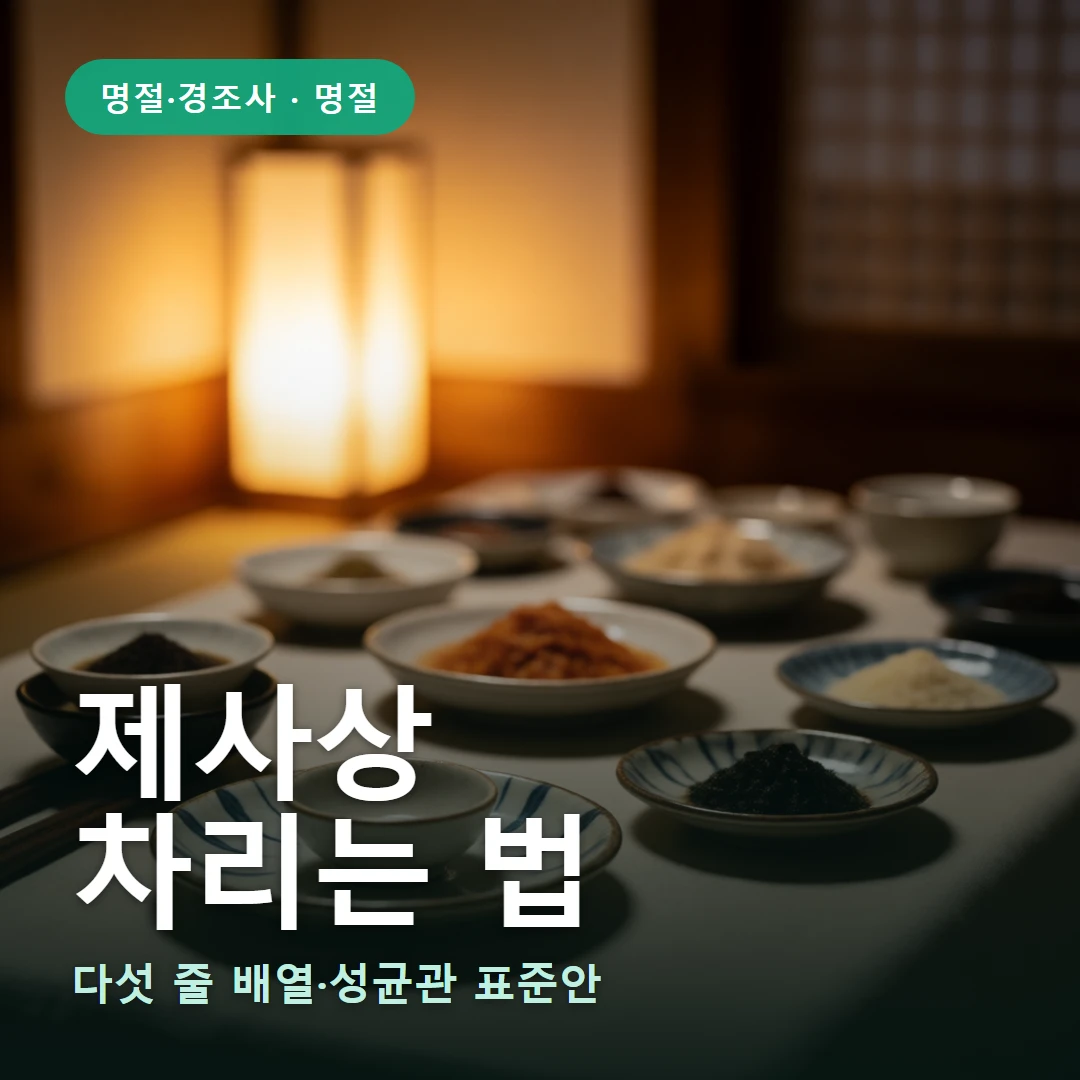 제사상 요약 표지 — 다섯 줄 배열·성균관 표준안