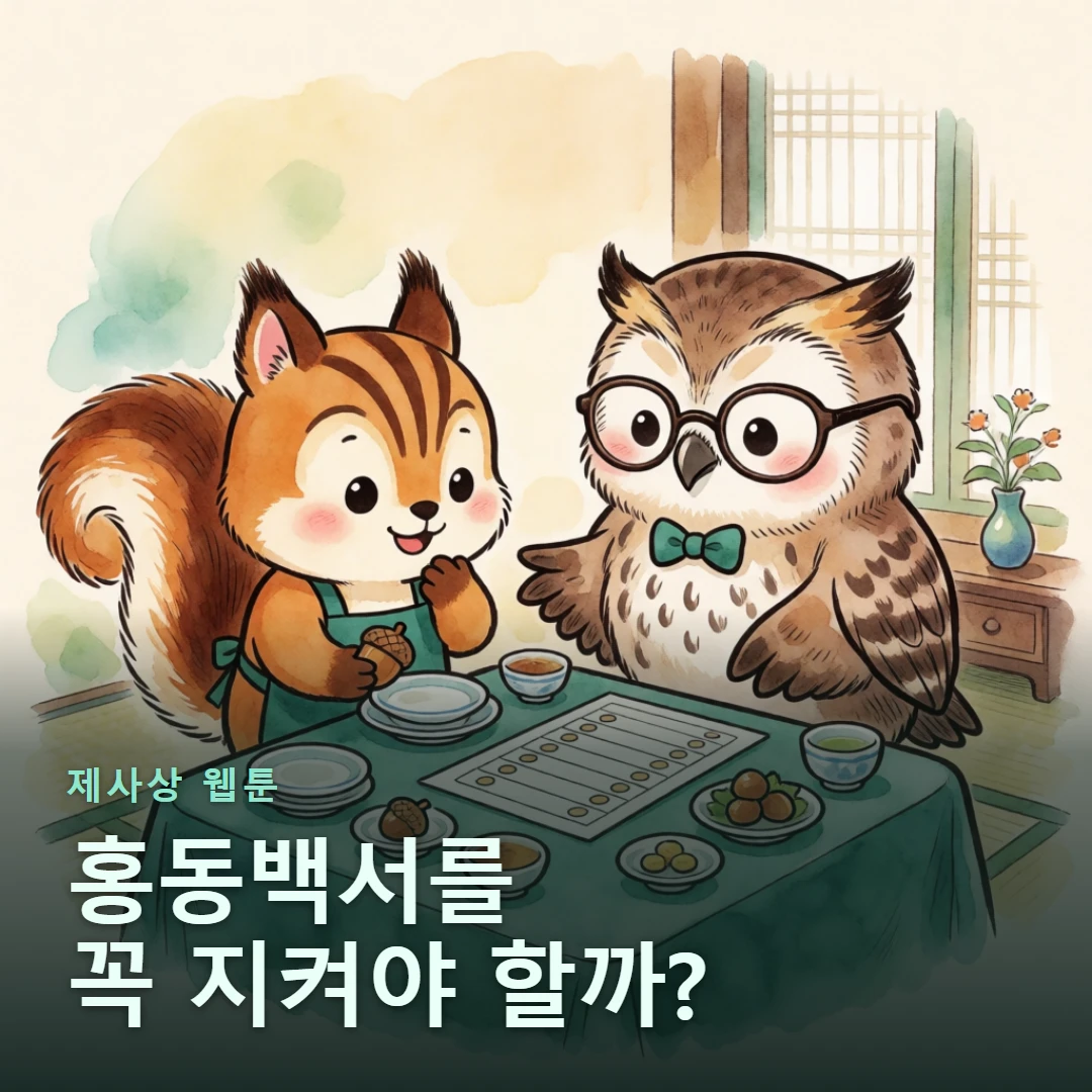 제사상 웹툰 표지 — 홍동백서를 꼭 지켜야 할까?