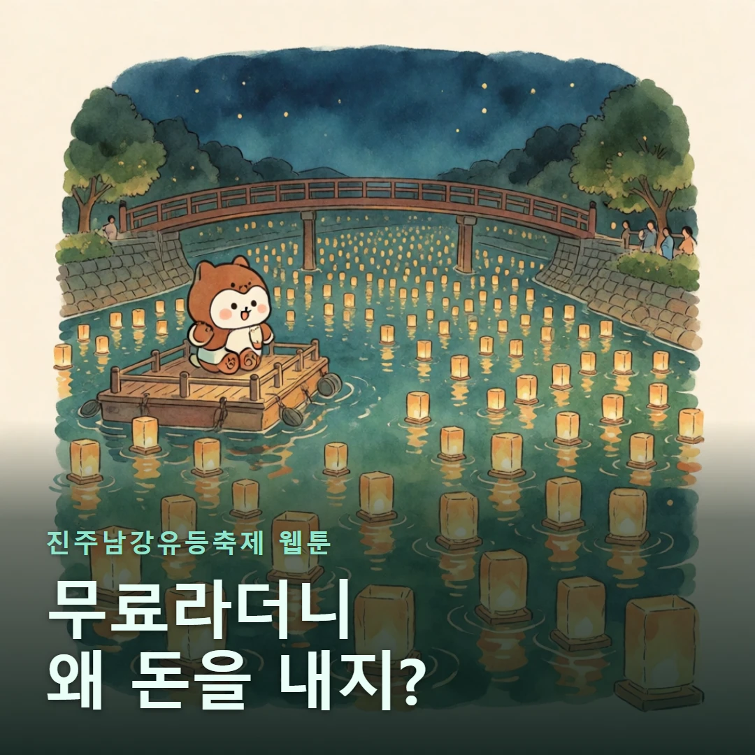 진주남강유등축제 웹툰 표지 — 무료라더니 왜 돈을 내지?